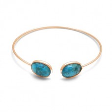 Natural Turquoise oval Gemstone Bezel Bracelet 